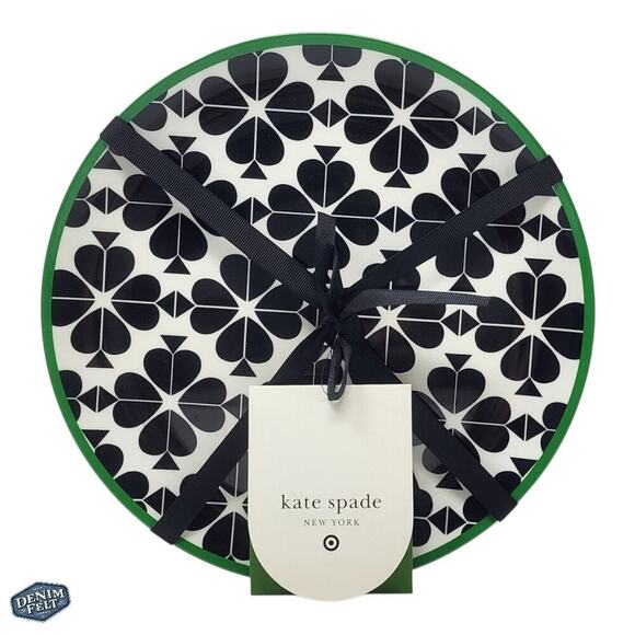 Kate Spade New York x Target 10.5" Melamine DINNER Plate 4pc Set Blk/White/Green - Picture 1 of 10